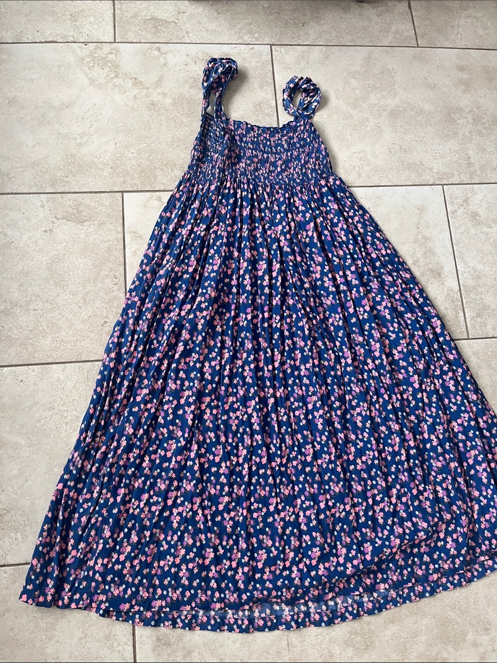 Carter's Navy Blue Maxi Dress with Pink Floral Print